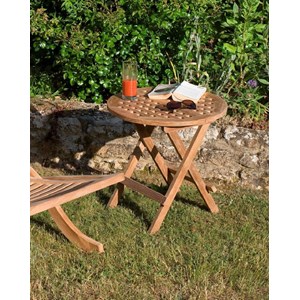 Fun - table pique nique de jardin ronde 50x50cm en bois teck