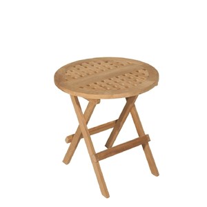 Fun - table pique nique de jardin ronde 50x50cm en bois teck