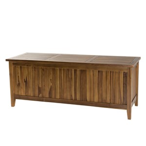 Maeva - coffre de jardin piscine en bois teck huilé 165x55cm