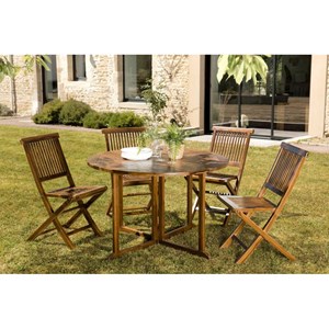 Maeva - ensemble de jardin bois teck huilé table rabats + 4 chaises