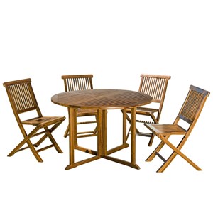 Maeva - ensemble de jardin bois teck huilé table rabats + 4 chaises