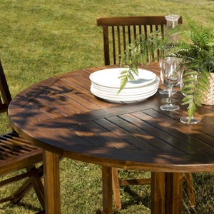 Maeva - ensemble de jardin bois teck huilé table rabats + 4 chaises