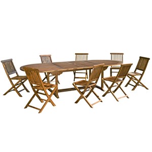 Maeva - ensemble de jardin bois teck huilé table ovale + 8 chaises