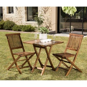 Maeva - ensemble de jardin bois teck huilé table 70x70cm + 2 chaises