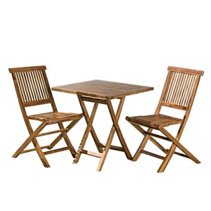 Maeva - ensemble de jardin bois teck huilé table 70x70cm + 2 chaises