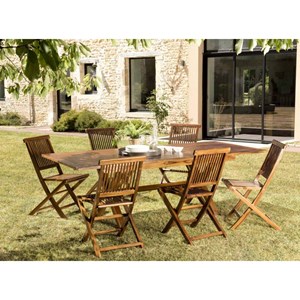 Maeva - ensemble de jardin bois teck huilé table 180*240 et 6 chaises