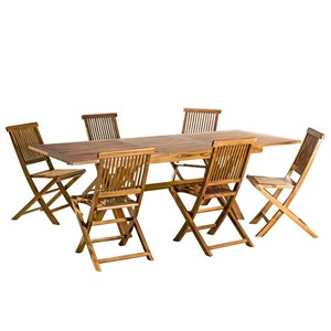 Maeva - ensemble de jardin bois teck huilé table 180*240 et 6 chaises