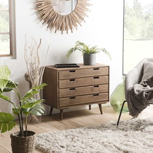 Andy - commode scandi bois marron 4 tiroirs