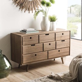 Andy - commode scandi bois marron 8 tiroirs