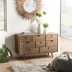 Andy - commode scandi bois marron 8 tiroirs