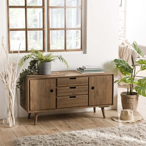 Andy - buffet scandi marron bois 2 portes 3 tiroirs