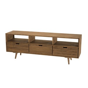 Andy - meuble tv scandi bois marron 3 tiroirs 3 niches