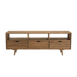 Andy - meuble tv scandi bois marron 3 tiroirs 3 niches