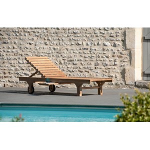 Fun - bain de soleil avec roulettes en bois teck