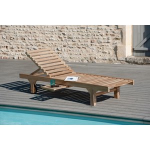 Fun - bain de soleil avec roulettes en bois teck