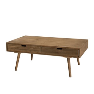 Andy - table basse marron scandi rectangulaire 4 tiroirs bois