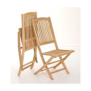 Fun - ensemble de 2 chaises de jardin lombock en bois teck