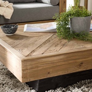 Sandy - table basse carrée 99.5x99.5cm bois pin recyclé marron