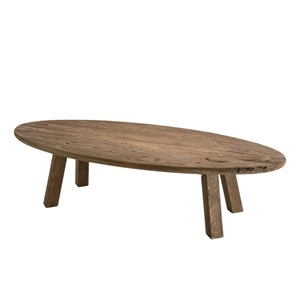 Sandy - table basse ovale marron bois pin recyclé