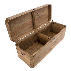 Sandy - coffre rangement marron bois pin recyclé poignées métal noir