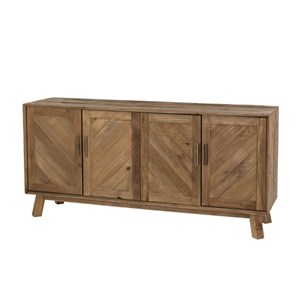 Sandy - buffet marron 4 portes bois pin recyclé détails graphiques