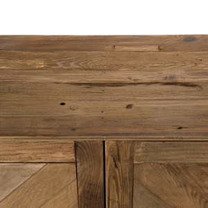 Sandy - buffet marron 4 portes bois pin recyclé détails graphiques