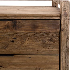Sandy - commode marron 2 tiroirs bois pin recyclé poignées métal noir