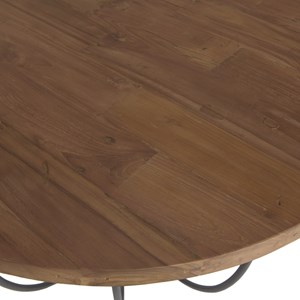 Sixtine - table basse ronde 80x80cm plateau bois teck recyclé noir