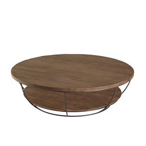 Sixtine - table basse plateau 120x120cm bois teck recyclé métal noir
