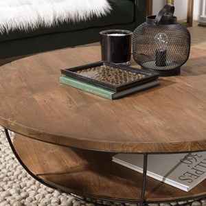 Sixtine - table basse plateau 120x120cm bois teck recyclé métal noir