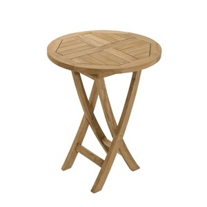 Fun - table de jardin 2 personnes, ronde pliante 60x60cm en bois teck