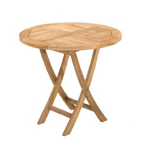 Fun - table de jardin 2 personnes, ronde pliante 80 cm en bois teck