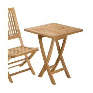 Fun - table de jardin 2 personnes, carrée pliante 60x60cm en bois teck