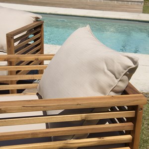 Vick - salon de jardin bois d'acacia. Avec 2 fauteuils un canapé et une table