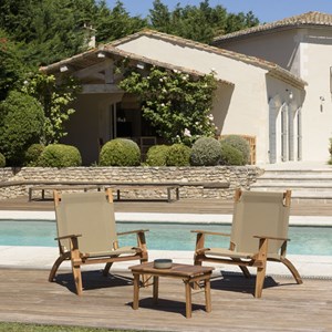 Vick - salon jardin bois acacia 2 pers : 2 fauteuils, table basse