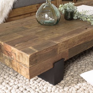 Mathis - table basse marron rectangulaire poutres bois massif