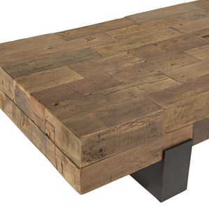 Mathis - table basse marron rectangulaire poutres bois massif