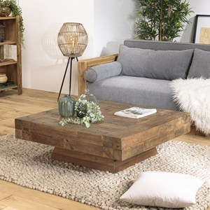 Mathis - table basse carrée bois massif marron