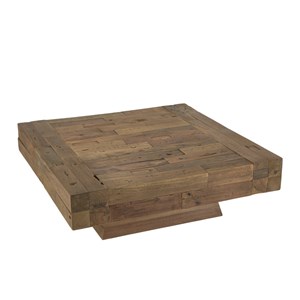Mathis - table basse carrée bois massif marron