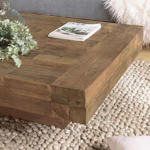 Mathis - table basse carrée bois massif marron