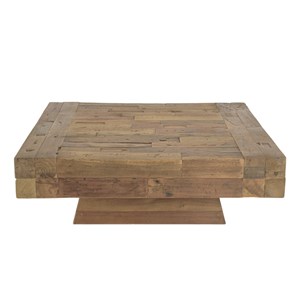 Mathis - table basse carrée bois massif marron