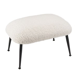 Agathe - tabouret cosy tissu bouclette blanc pieds métal noir