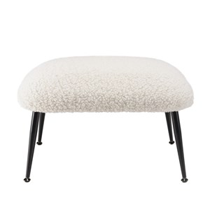 Agathe - tabouret cosy tissu bouclette blanc pieds métal noir