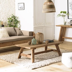 Sandy - table basse rectangulaire 140x70cm bois pin recyclé
