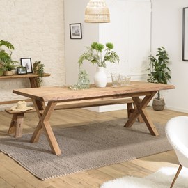 Sandy - table à manger rectangulaire 220x100cm bois pin recyclé