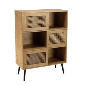Charlie - buffet bois 3 niches 3 portes effet cannage marron