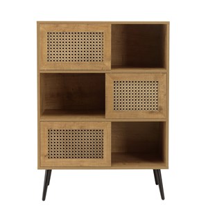 Charlie - buffet bois 3 niches 3 portes effet cannage marron