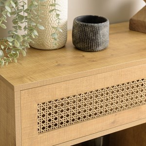 Charlie - buffet bois bas 3 niches 2 portes effet cannage marron