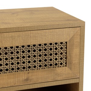 Charlie - buffet bois bas 3 niches 2 portes effet cannage marron