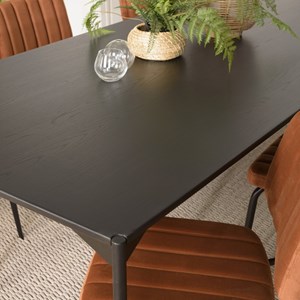 Daly - table à manger rect. 220x100cm bois piètement métal noire
